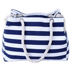 Women Canvas Beach Shoulder Striped Tote Bag Large Capacity