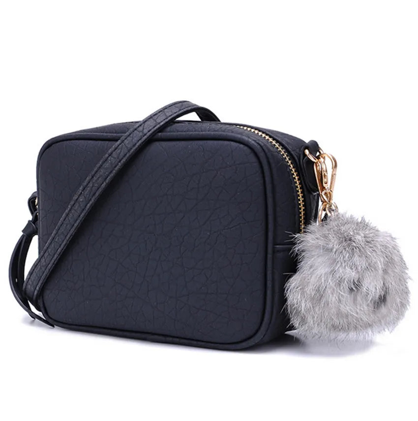 Small Bags Mini Fur Ball PU Women Bags