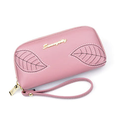 Leaf Embroidery Women Clutch Bag Long Zipper Hand Bags