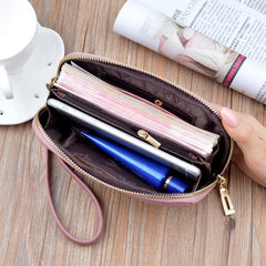 Leaf Embroidery Women Clutch Bag Long Zipper Hand Bags