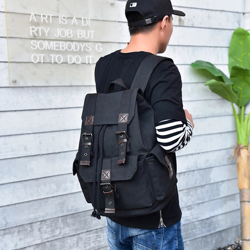 Men Canvas Backpack Large Male Mochilas Casual Schoolbag For Boys
