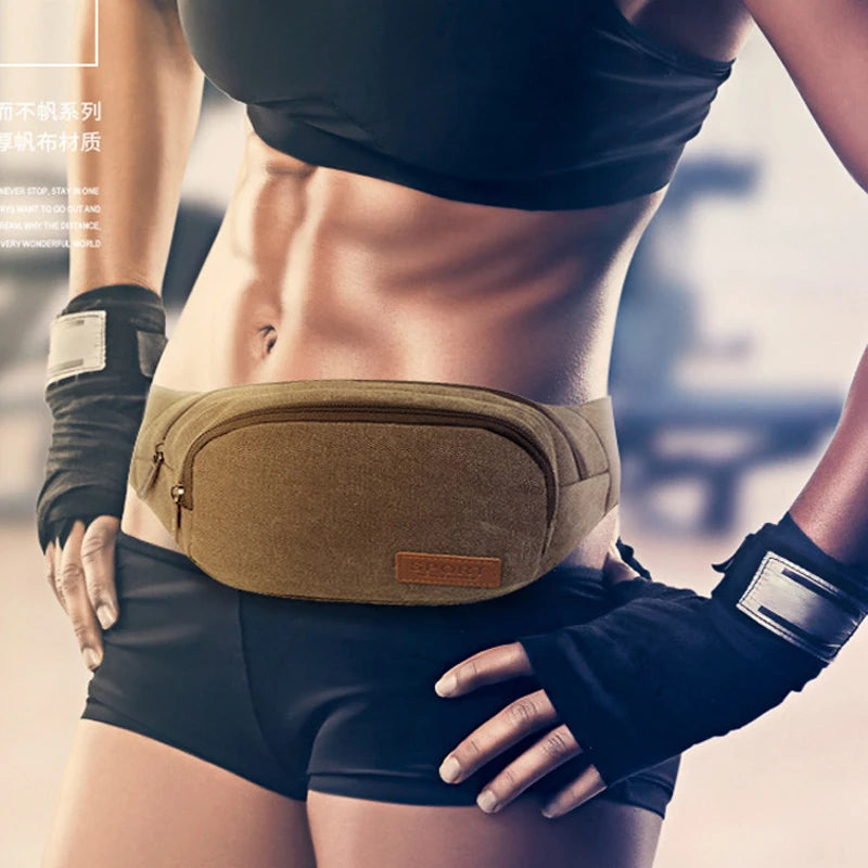 Vintage Canvas Waist Pack Belt Bag Men Casual Waist Bags Woman Bag ZZQ01