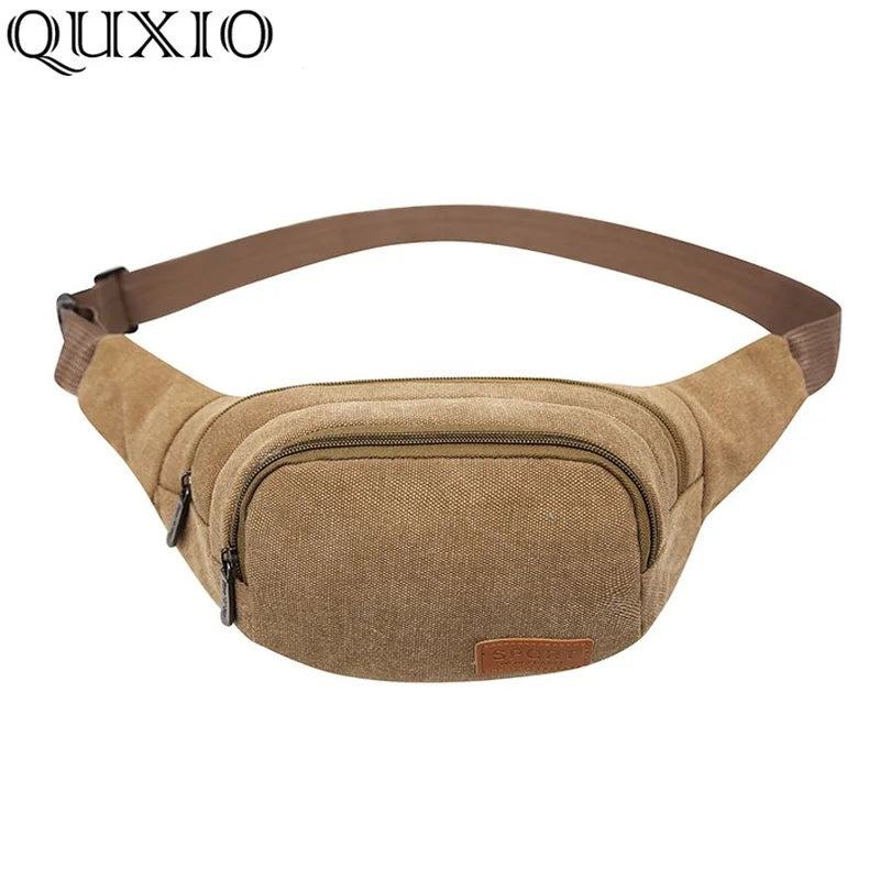 Vintage Canvas Waist Pack Belt Bag Men Casual Waist Bags Woman Bag ZZQ01