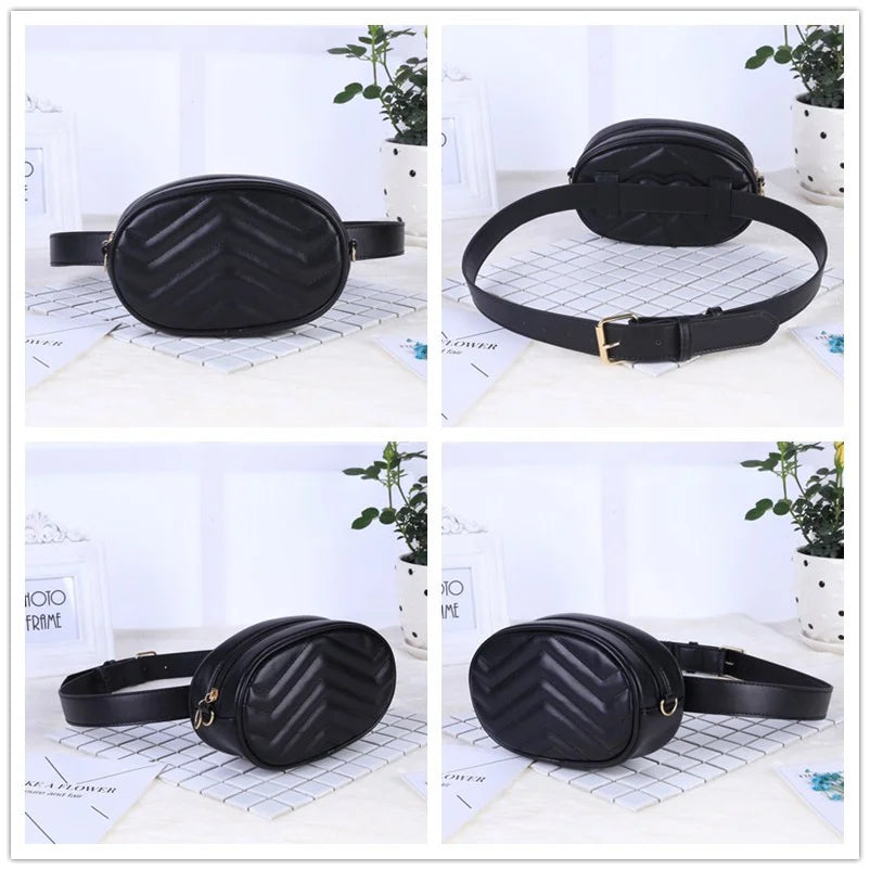Women Waist Bag PU Leather Zipper Belt Bag Chest Handbag Solid High CD5612/h