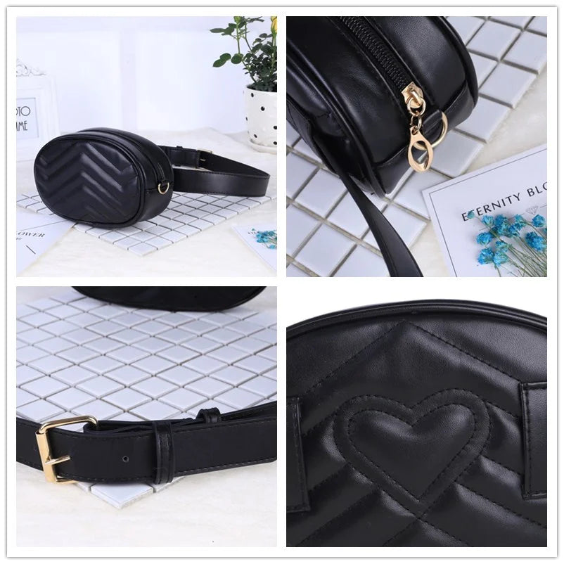 Women Waist Bag PU Leather Zipper Belt Bag Chest Handbag Solid High CD5612/h
