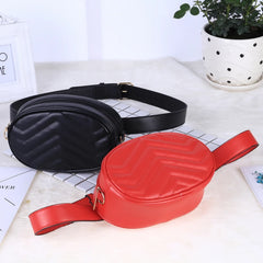 Women Waist Bag PU Leather Zipper Belt Bag Chest Handbag Solid High CD5612/h