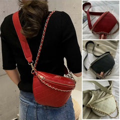 Women Chain Diamond Pattern Waist Bag Fanny Pack