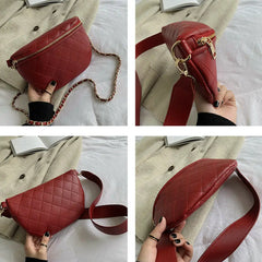 Women Chain Diamond Pattern Waist Bag Fanny Pack