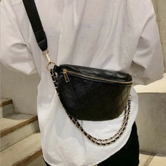 Women Chain Diamond Pattern Waist Bag Fanny Pack