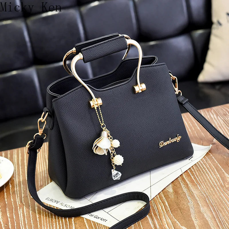 Metal Handle Women PU Totes Messenger Bag Purse Hot Ornaments