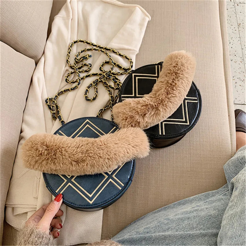 Fur Shoulder Bag for Women Ladies Girls