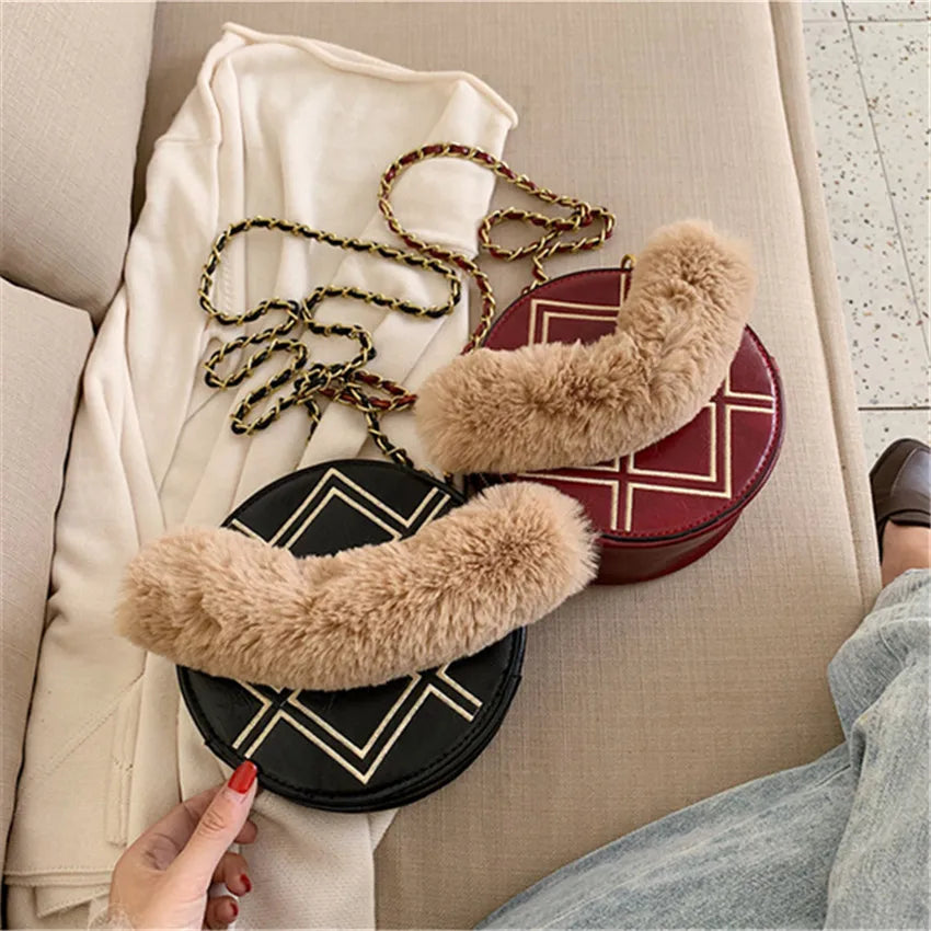 Fur Shoulder Bag for Women Ladies Girls