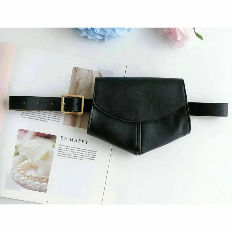 PU Leather Waist Fanny Pack Belt Bag Pouch Travel Hip Bum Bag Women Mini Purse