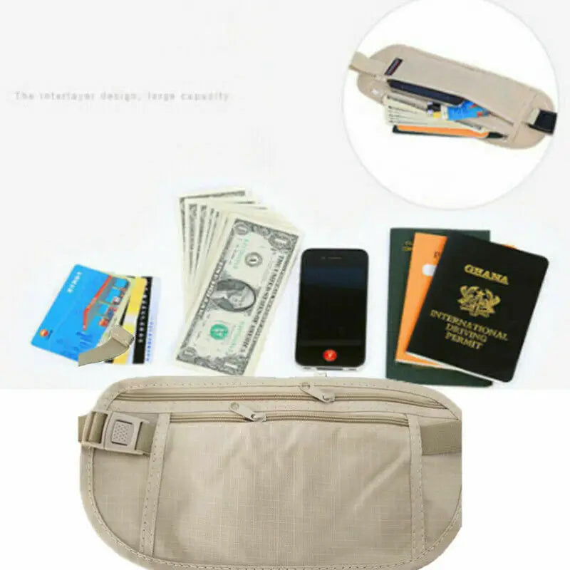 Travel Money Belt Waist Security Wallet RFID Passport Pouch
