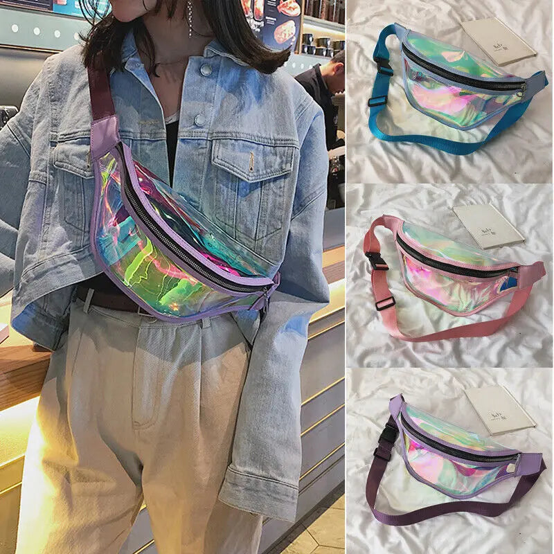 PVC Transparent Punk Holographic Fanny Pack Waterproof Belt Bum Bag