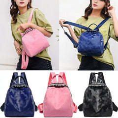 Women PU Leather Satchel Backpack Camo Letter Printed Shoulder Bag