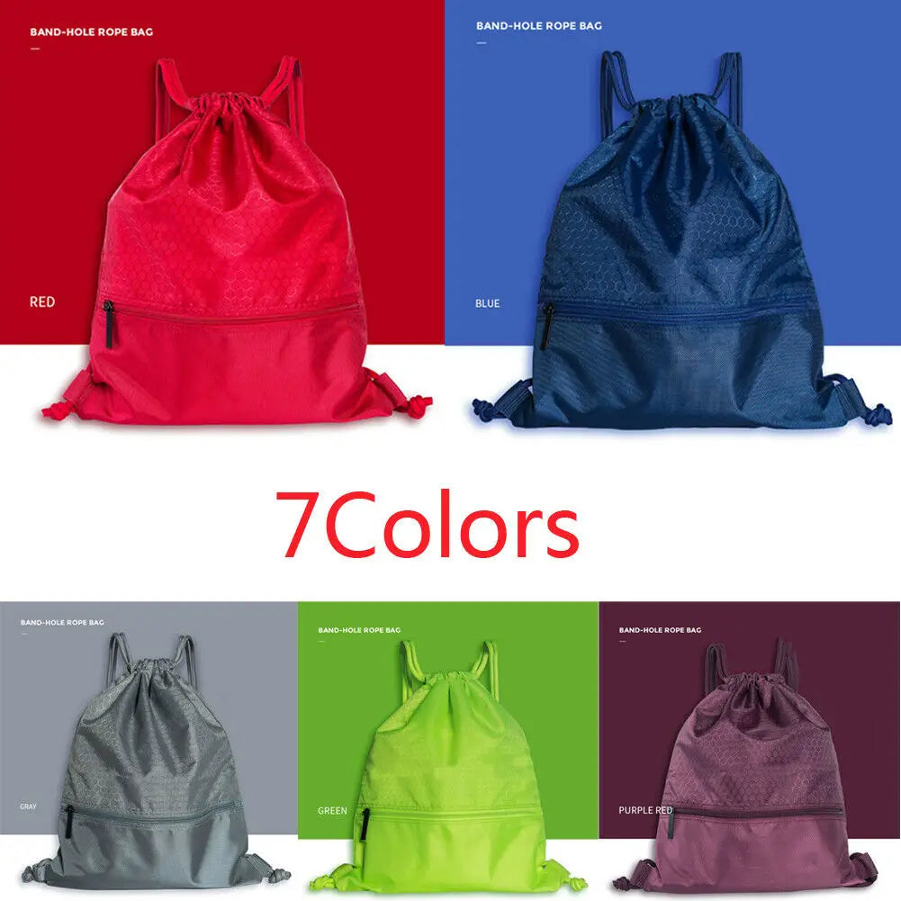 Polyester String Drawstring Backpack Gym Tote Bag School Sport Bag