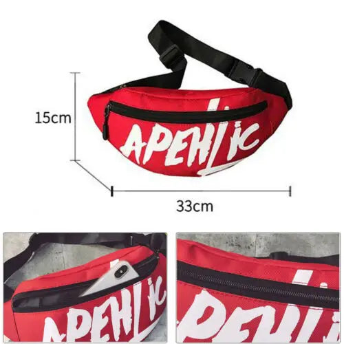 Unisex Letter Printed Fanny Pack Waist Travel Bag Purse Chest Pouch