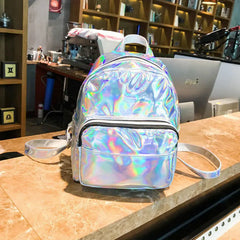 Women Laser Holographic Backpack Student School Bag Travel Rucksack