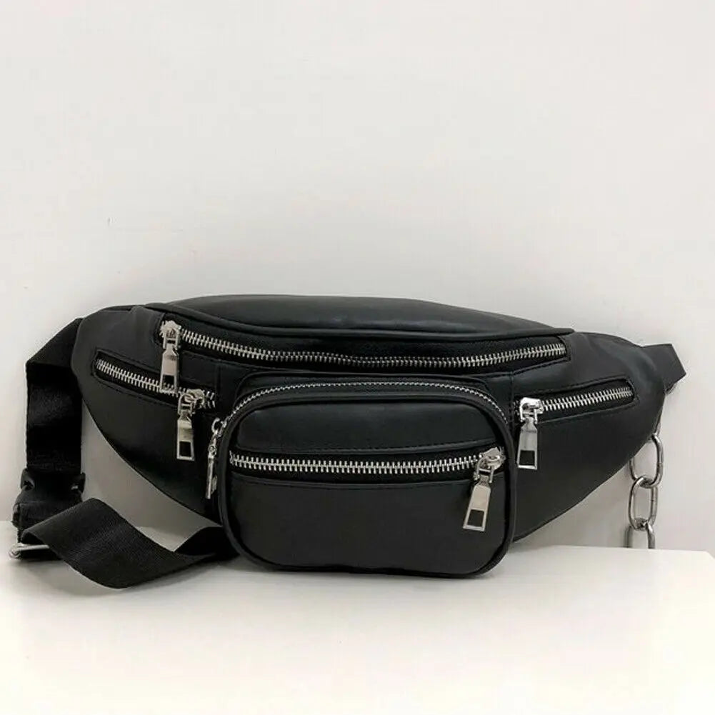 Hot PU Waist Bag Chain Fanny Pack Travel Belt Purse Shoulder Bags