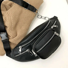 Hot PU Waist Bag Chain Fanny Pack Travel Belt Purse Shoulder Bags