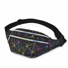 Women Girl Fanny Pack Leather Waist Bag Travel Bag Waist Bag Pink Silver