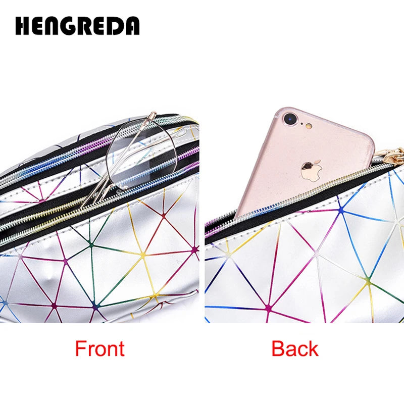 Holographic Women's Belt Bag Laser Fanny Pack Silver Pink Wallet Waist Packs