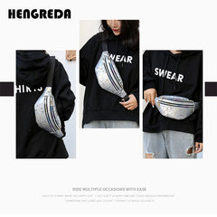 Holographic Women's Belt Bag Laser Fanny Pack Silver Pink Wallet Waist Packs