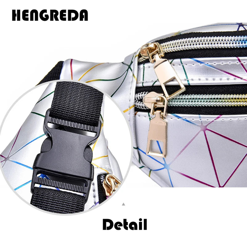 Holographic Women's Belt Bag Laser Fanny Pack Silver Pink Wallet Waist Packs
