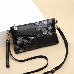 Women Shoulder Bag Floral Crossbody Leather Zipper Handbag Mini Vintage