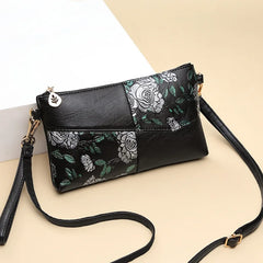 Women Shoulder Bag Floral Crossbody Leather Zipper Handbag Mini Vintage
