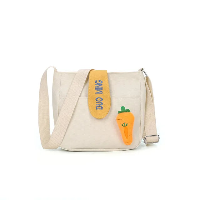 Women Sun Flower Carrot Shoulder Bag Canvas Handbag Casual Tote