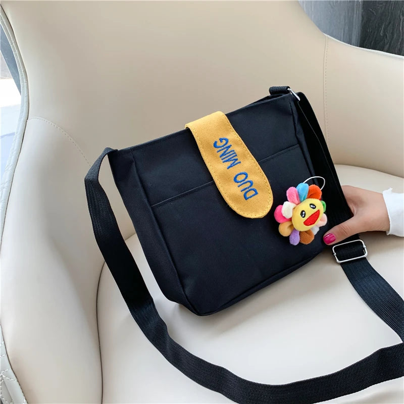 Women Sun Flower Carrot Shoulder Bag Canvas Handbag Casual Tote