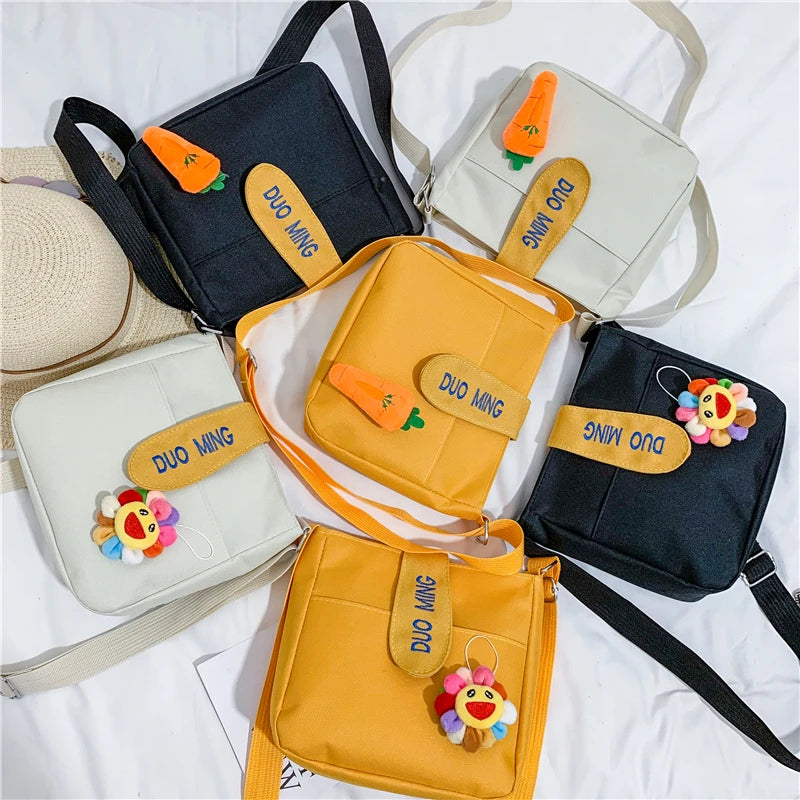 Women Sun Flower Carrot Shoulder Bag Canvas Handbag Casual Tote