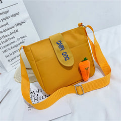 Women Sun Flower Carrot Shoulder Bag Canvas Handbag Casual Tote