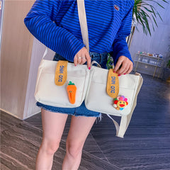 Women Sun Flower Carrot Shoulder Bag Canvas Handbag Casual Tote