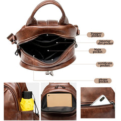Women Leather Backpacks Female Shoulder Bags Sac a Dos Travel Ladies Bagpack