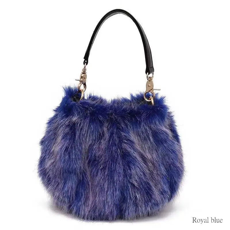 Winter Faux Fur Shoulder Bag - Party Tote Bag for Women
