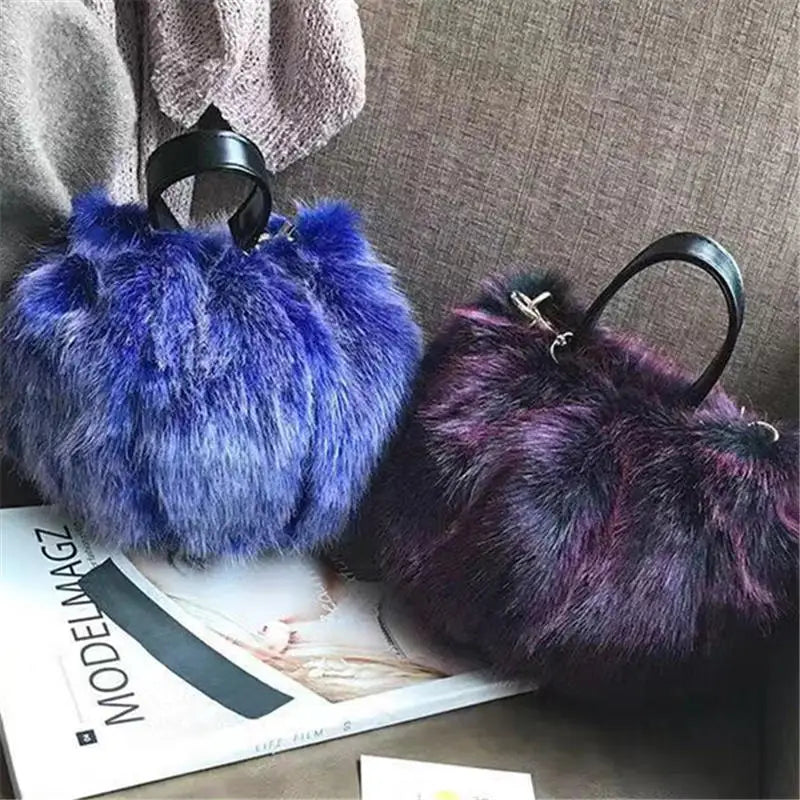 Winter Faux Fur Shoulder Bag - Party Tote Bag for Women