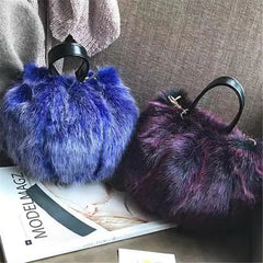 Winter Faux Fur Shoulder Bag - Party Tote Bag for Women