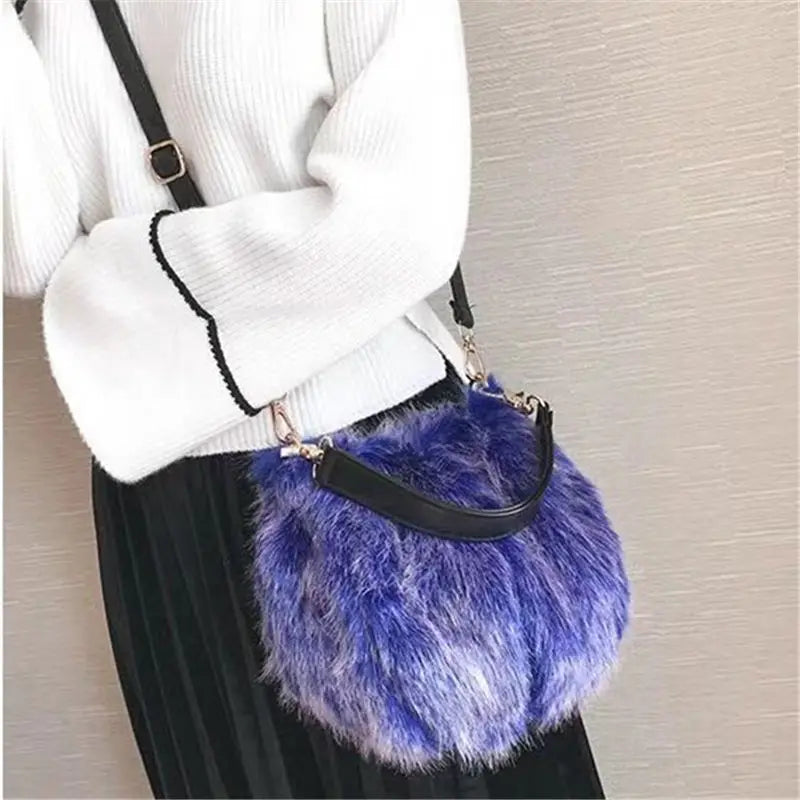Winter Faux Fur Shoulder Bag - Party Tote Bag for Women