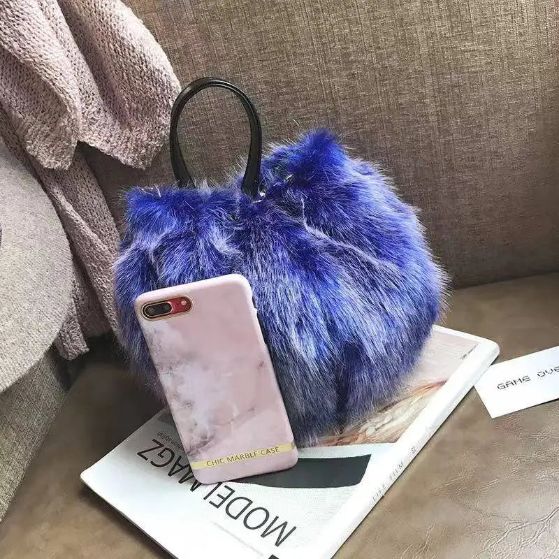 Winter Faux Fur Shoulder Bag - Party Tote Bag for Women