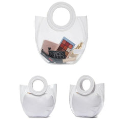 2pcs Set Transparent PVC Jelly Bucket Bag Mother Luggage Women's Handbags