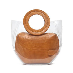 2pcs Set Transparent PVC Jelly Bucket Bag Mother Luggage Women's Handbags
