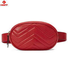 Women Leather Belt Bag Waist Bag Fanny Pack Red Beige