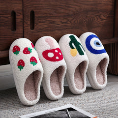Cartoon Print Plush Slippers - Comfortable Indoor Home Slippers