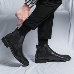 Men's Pointed Toe Chelsea Boots Slip On Ankle Dress Shoes