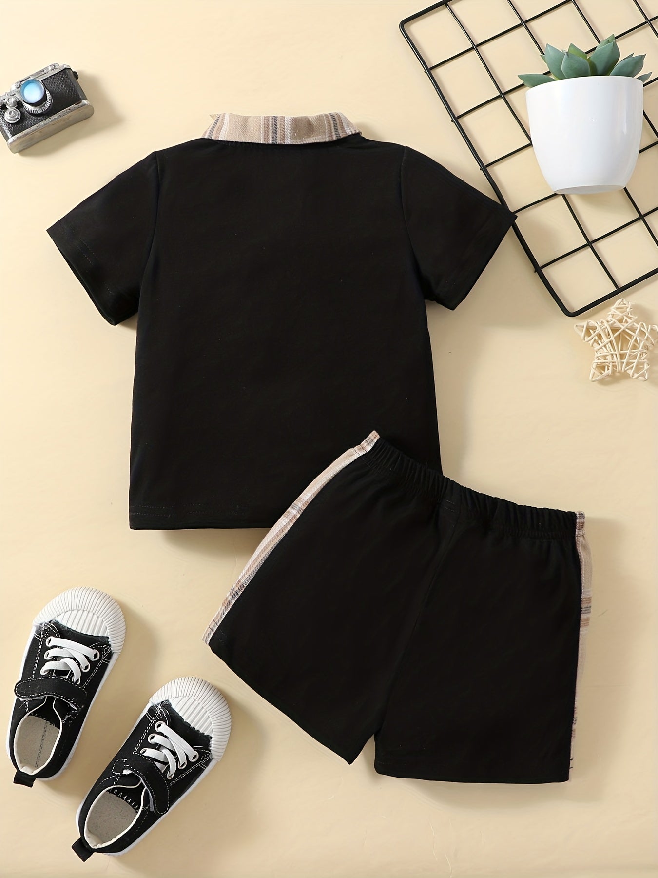 2pcs Baby Boys Casual Polo Shirt & Shorts Set