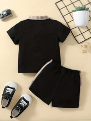2pcs Baby Boys Casual Polo Shirt & Shorts Set