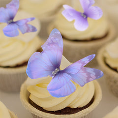 8pcs Purple Yarn Butterfly Cake Decoration 3D Butterfly Birthday Cake Toppers